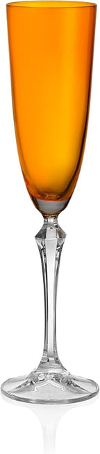 Barski Champagne Flute Glasses - Set of 4 - Amber Colored Cup with Clear Stem - Each Glass is 7 oz., for Prosecco, Sparkling Wine, Mimosas, Cocktails, Weddings Anniversaries - Made in Europe
