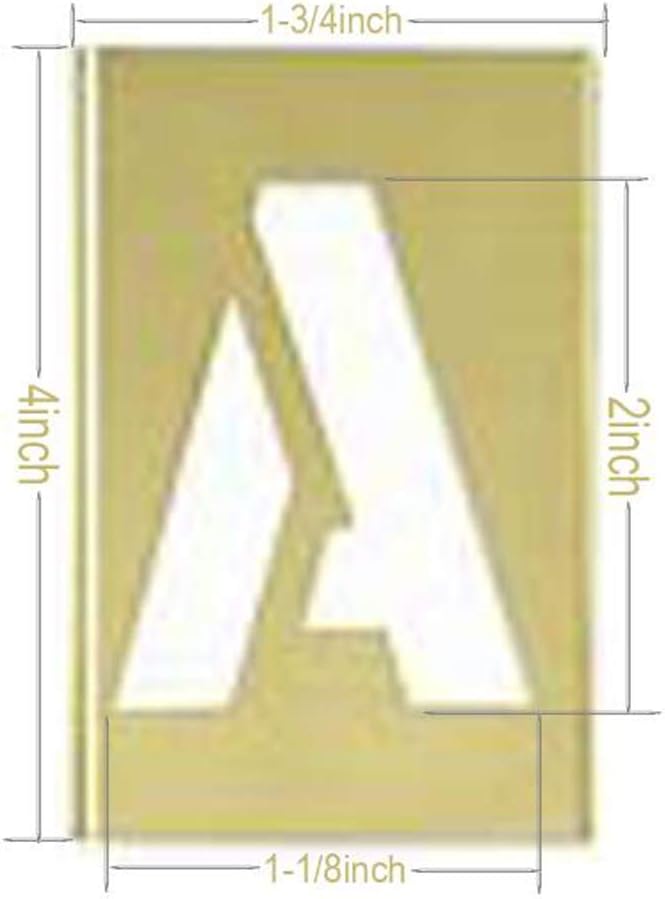 Deezio Brass Stencils Letters and Numbers 2 Inch Interlocking Letter Stencils - 46 Piece Set