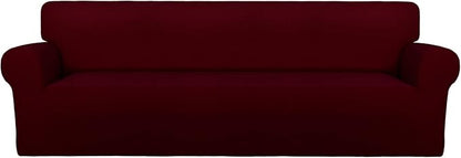 PureFit Stretch Couch Covers for Sofa 4 Seater Slipcovers Wine | 1-Piece Sofa by PureFit