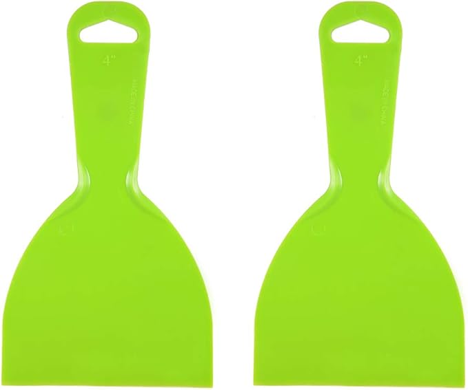 uxcell Putty Scraper 4" Plastic Flexible Putty Knives Disposable Spreader for Taping Drywall Wall Painting Green 2pcs