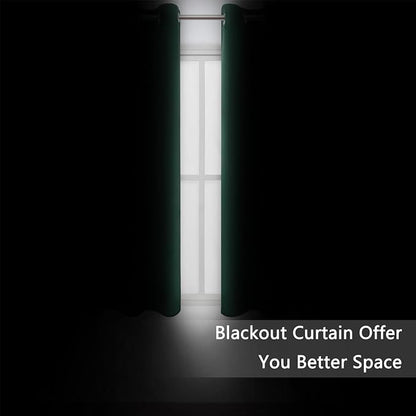 Blackout Curtains 66 x 72 Inch Long Dark Green Curtains Set of 2 Panels Room - Image 3
