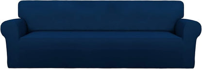 PureFit Stretch Couch Covers for Sofa 4 Seater Slipcovers Navy | 1-Piece Sofa by PureFit