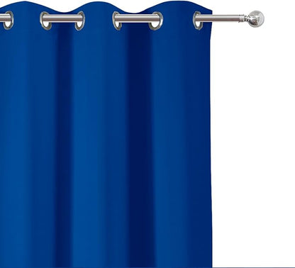 Blackout Curtains 66 x 54 Inch Long Royal Blue Curtains Set of 2 Panels Room - Image 6