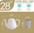 Sweejar Royal Teapot, Ceramic Tea Pot with Removable Stainless Steel Infuser, Blooming & Loose Leaf Teapot - 28 Ounce(Red)