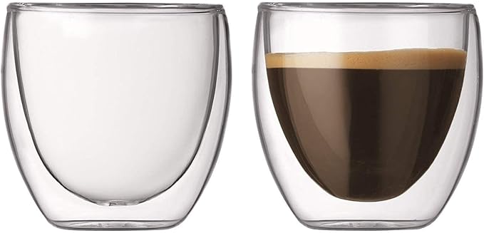 Octavius Double Wall Glass Cup Set | Perfect for Hot & Cold Beverage Lovers | (Set of 2) 8 Ounces Glass Clear Coffee Cups | Cups For Tea, Cappuccino, Latte, Hot Beverages Cup