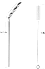 25 Piece Set Stainless Steel Straws Ultra Long 10.5 Inch Drinking Metal Straws Reusable Drinking Straws for 20 30 OZ (20 Bent| 5 Brushes)