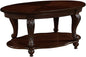 Oval Wood Coffee Table for Living Room, 2-Tier Solid Wood Coffee Table by FGXJY