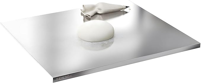 Stainless Steel Cutting Boards for Kitchen,304 Stainless Steel Chopping Boards with Lip and Non-slip silicone pad for Countertop Cutting Meats Fruits,Easy To Clean(19.6 * 23.6 * 0.06inch)
