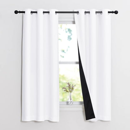 NICETOWN Pure White 100% Blackout Lined Curtains, 1 Pair, 2 Thick Layers Narrow - Image 2