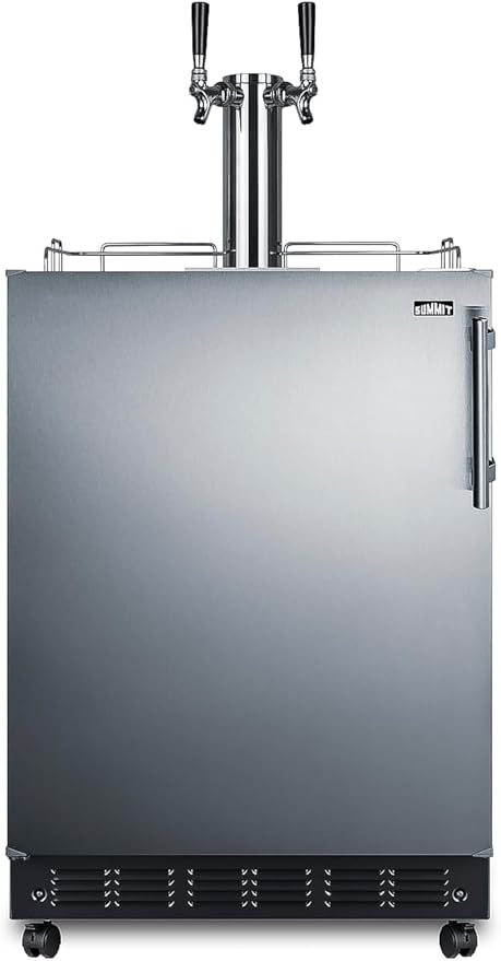 Summit Appliance 24" Wide Wine Kegerator/Refrigerator Combo, Black Interior, Caster Wheels, Residential/Commercial Use (LHD, Wine)