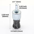 6-Piece Twisted Wire Brush Wheel Set - Metal Rust Removal, Polishing, Cleaning - 1/4″ (6mm) Shank - Removes Burrs, Dust, and Paint - Handles Rough Surfaces - Rotary Tool Accessories