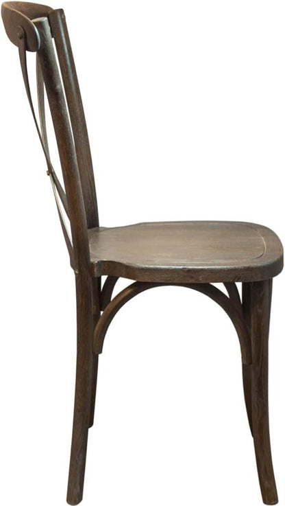 EMMA + OLIVER Gray Wash Dark Driftwood X-Back Chair - Image 4