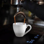 homEdge Porcelain Espresso Shot Cup Set with Saucers and Stainless Steel Spoons - 80 ml / 2.67 oz, Set of 4, White