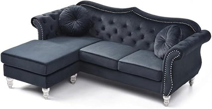 Glory Furniture Hollywood Velvet Sofa Chaise in Black - Image 4
