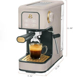 Beautiful Slim Espresso Maker by Drew Barrymore – 20‑Bar Pressure, Dual‑Spout 52 mm Portafilter, 50 oz Removable Tank, 2‑in‑1 Steam Wand & Touch Controls (Porcini Taupe)