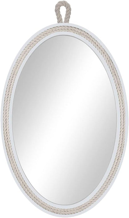 Oval Mirrors for Wall Decor Small White Nautical Rope Mirror Hanging Decorative - Image 7
