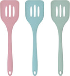 3 Pcs Colorful Silicone Slotted Turner Set, Heat Resistant Non-Scratch Kitchen Spatula Flipper with Comfortable Handle for Non-Stick Cookware