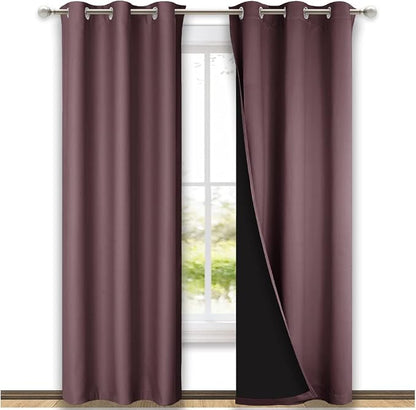 NICETOWN Dry Rose Blackout Curtains 84 inches Long, Full Light Blocking Drapes by NICETOWN