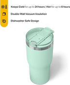 RTIC 30oz Essential Tumbler with Lid, Insulated, Stainless Steel, Metal, Double Wall Vacuum-Insulation, Ceramic Lined, Travel Cup for Iced Coffee, Tea, Hot and Cold Drink, Fresh Mint