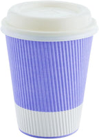 Restaurantware-12 Ounce Disposable Coffee Cups, 500 Ripple Wall Hot Cups For Coffee - Lids Sold Separately, Rolled Rim, Light Purple Paper Insulated Coffee Cups, For Hot Coffee, Tea, And More
