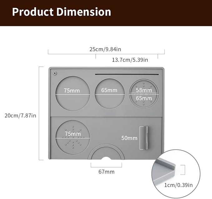 Espresso Tamping Mat - Espresso Tamping Station Food Grade Silicone Coffee Tamper Mat Espresso Accessory for Baristas Home Kitchen Bar Coffee Shop 9.84Inch x 7.87Inch (Grey)
