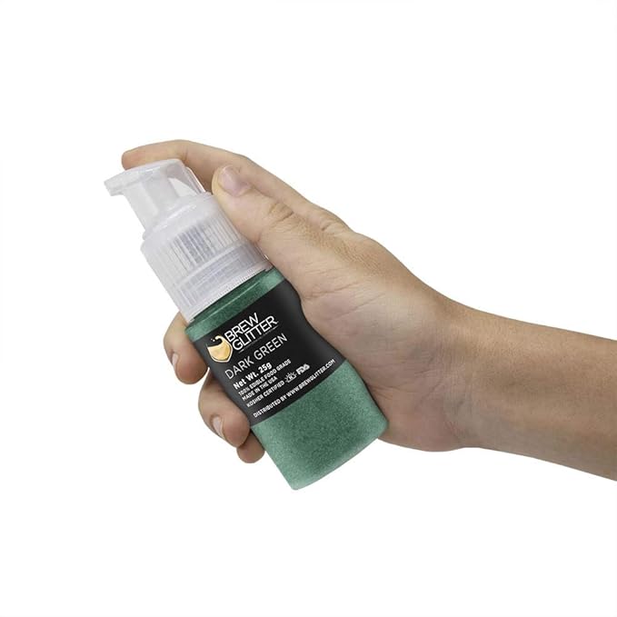 Brew Glitter - Dark Green (25g Spray Pump 1x Jar) | Edible Glitter for Drinks, Cocktails, Beer, Garnish & Beverages