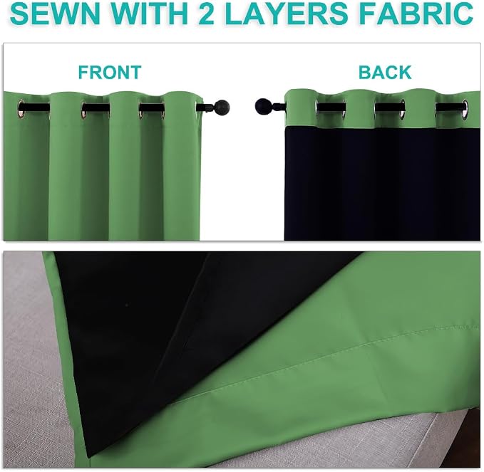 NICETOWN Full Shading Curtains for Windows, Forest Green, 70 inches W x 95 - Image 5