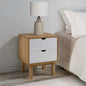 Scandinavian Style Bedside Cabinet in Brown and White, Solid Pine Wood and by Unknown