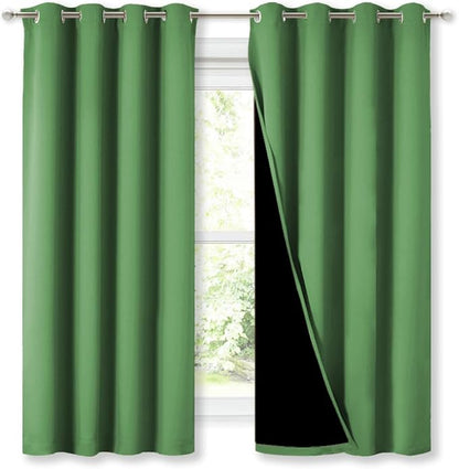 NICETOWN 100% Blackout Curtains 54 inches Long, Forest Green, 1 Pair, 52 inches - Image 2