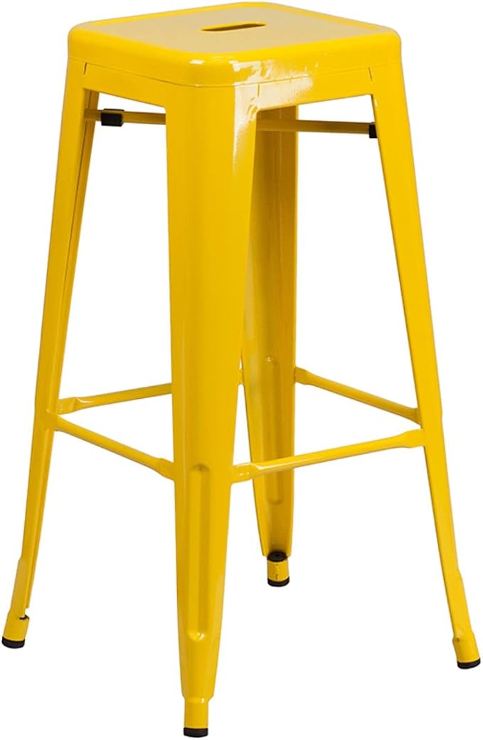 Flash Furniture Commercial Grade 30" High Backless Yellow Metal Indoor-Outdoor by FlashFurniture
