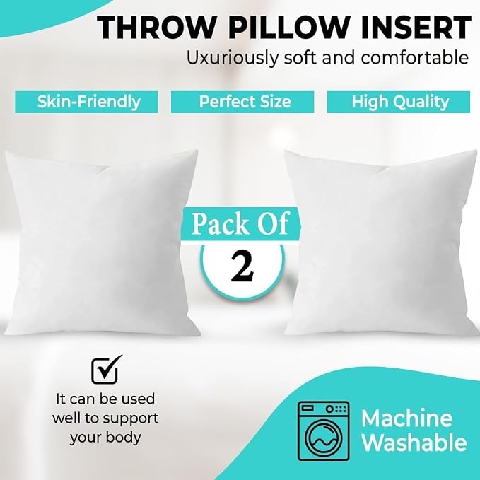 QUBA LINEN Throw Pillow Inserts, 12x12 Inches - Image 8