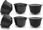 BRBHOM 6 Refillable D*lce Gu*to Coffee Capsule,Reusable D*lce Gu*to Coffee Filter with Coffee Spoon,Brush (6Pcs Black)