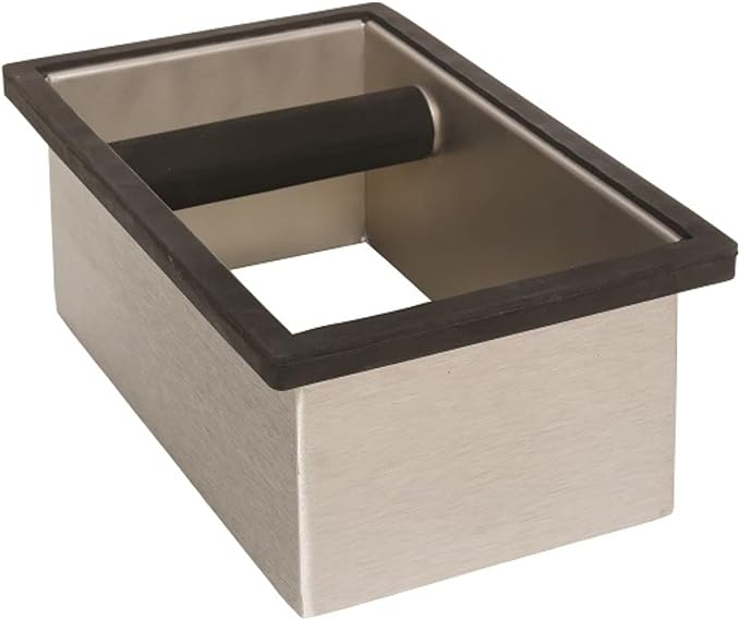 Rattleware Stainless Steel Open Bottom Knock Box Chute - For Home, Cafe, Restaurant, Hotel, Office, r Commercial Establishment - Trusted By Baristas Worldwide (9" x 5.5" x 4)