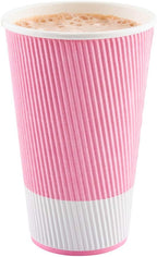 Restaurantware 16 Ounce Ripple Wall Disposable Coffee Cups, 500 Insulated Light Pink Paper Tumblerss for Hot Drinks like Tea and More, Rolled Rim Design, Lids Sold Separately