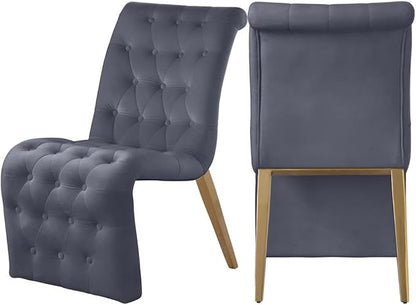 Meridian Furniture 920Grey-C Curve Collection Modern | Contemporary Velvet by MeridianFurniture
