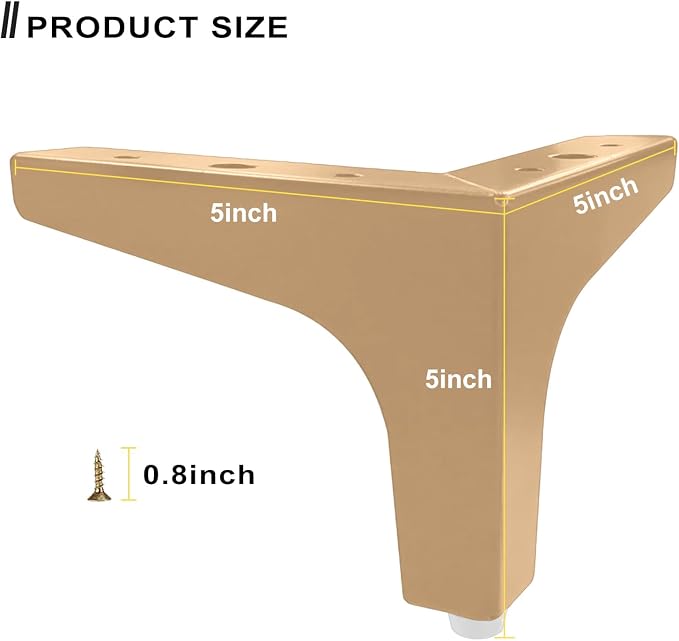AODIOU Furniture Legs Modern Feet: Gold Metal Furniture Legs 4 Inch DIY - Image 6