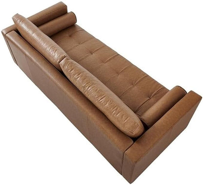 Pemberly Row Eco Leather Sofa, Light Brown Finish, High Density Sponge Foam - Image 4