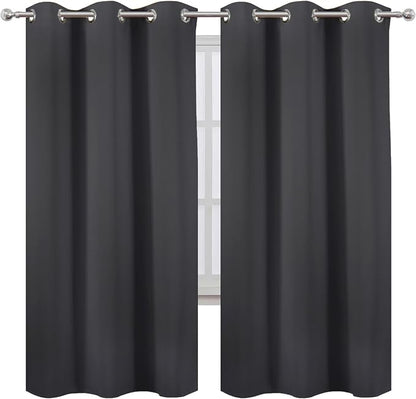 Dark Grey Thermal Blackout Curtains/42 x 72 Inch/Set of 2 Panels Room Darkening - Image 2