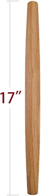 French Rolling Pin (17 Inches) –WoodenRoll Pin for Fondant, Pie Crust, Cookie, Pastry, Dough –Tapered Design & Smooth Construction - Essential Kitchen Utensil