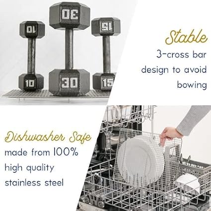 Ultra Cuisine Stainless Steel Jelly Roll Sheet Cooling Rack Set & Aluminum Baking Pan Set - Professional Quality, Fits Jelly Roll Sheet Pans - Cookie Sheet for Baking - 10"x14.75" Rack, 16"x11" Pan