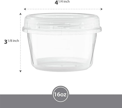(16 Ounce 10 Pack) Clear Twist cap Containers with Screw on Lids Twist Top Food Storage Freezer Containers