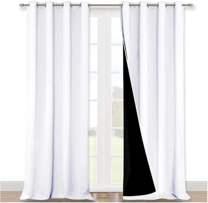 NICETOWN White 100% Blackout Curtains - Image 2