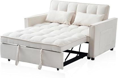 3-in-1 Convertible Sleeper Sofa Bed, Premium Velvet Pull Out Loveseat - Image 8