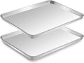 Stainless Steel Baking Sheet Set, 2 Pcs Half Cookie Sheet Pan Baking Trays for Oven, Non Stick and Heavy Duty and Easy Clean, 17.71 x 13.7 x 1 Inch