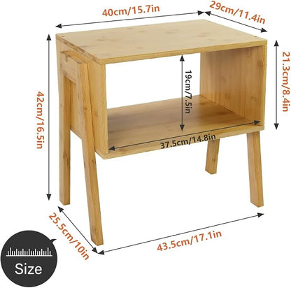 KKTONER Modern Bamboo Nightstands End Tables Bedroom - Image 3