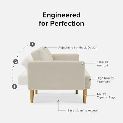mopio 76.4" Futon Sofa Bed, Sleeper Sofa, Mid Century Modern Futon Couch - Image 4