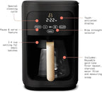 Beautiful Coffee Maker, 14-Cup, Touch Display, Programmable, 1200W, Stainless Steel, Keep Warm, 24h Timer dishwasher-safe (Black Sesame)