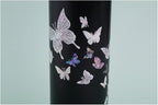 Mother of Pearl Design Stainless Steel Water Bottle with Tea Infuser Strainer 17 oz Leakproof Screw Cap Wide Mouth Double Wall Vacuum Insulated Travel Sport Water Flask Thermo Mug (Butterfly Black)
