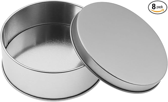 Metal Empty Boxes, Tin Boxes with Lid,Small Silver Tin Boxes,Stackable Organizer Containers,8PCS Storage Tin for Home Outdoor Active Storage Containers