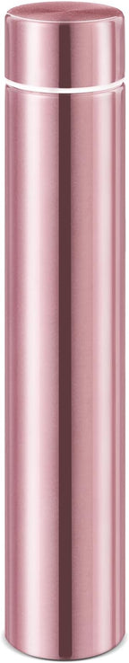 Vesici 1 Pack Slim Water Bottle 8.8 oz Small Stainless Steel Purse Compact Insulated Water Bottles Camping Travel Backpack Pocket Flask for Car Cold Coffee Tea (Rose Gold)